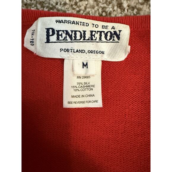 Vintage Pendleton Cardigan And Sweater Set Size Med Argyle Red Silk/Cashmere - Picture 5 of 6